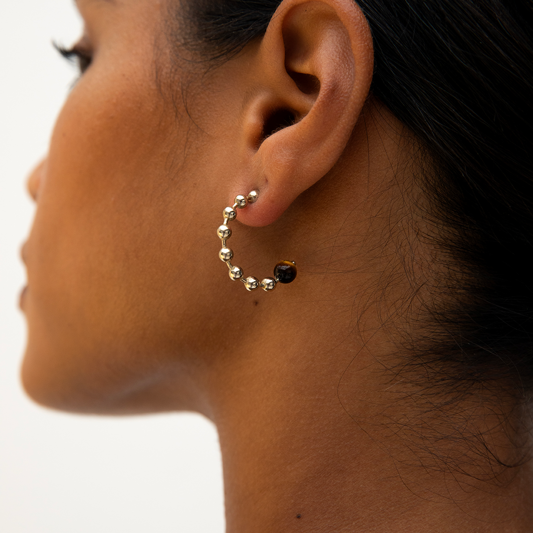 PICHULIK  | Mizpah Brass and Gem Stone Earrings