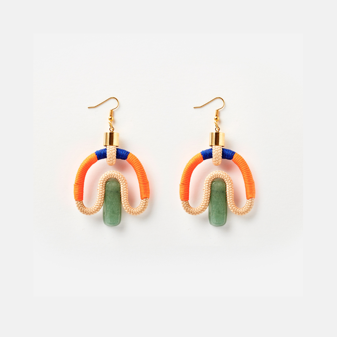 Pichulik | Rope and Gem Stone Aventurina Earrings