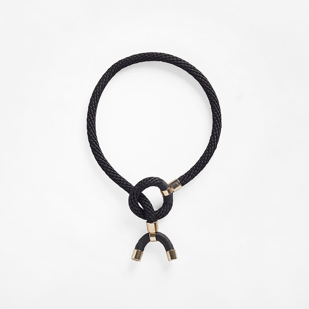 Pichulik | Rope and Brass Astarte Horn Necklace Beige 