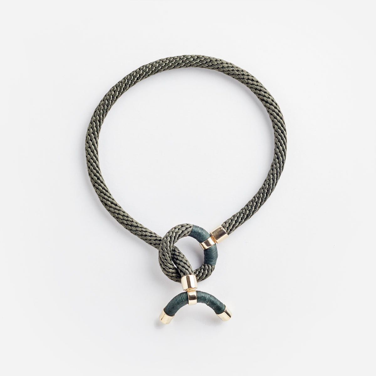 Pichulik | Rope and Brass Astarte Horn Necklace Beige 
