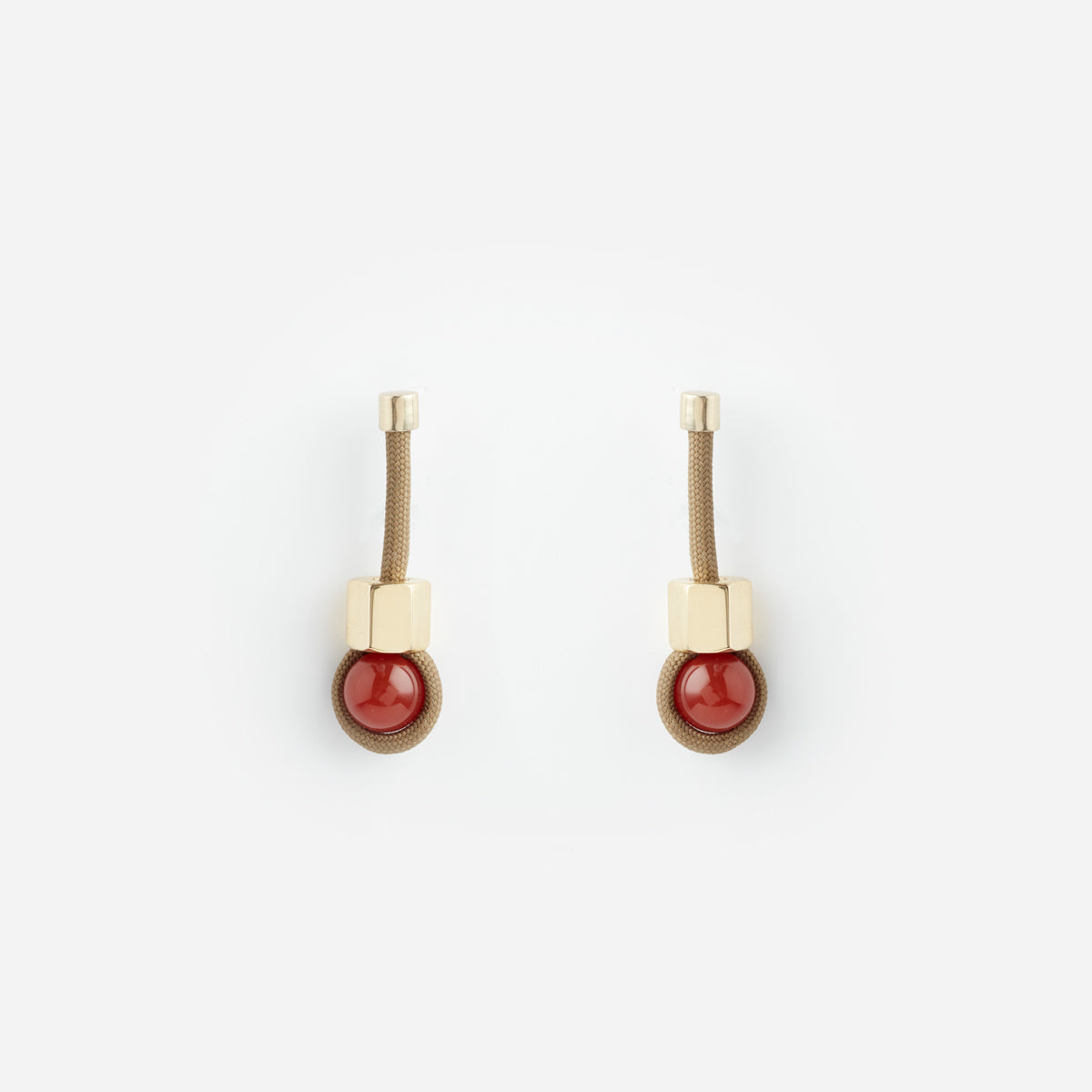 PICHULIK | Attina earrings with Rope, Brass and Gem Stone