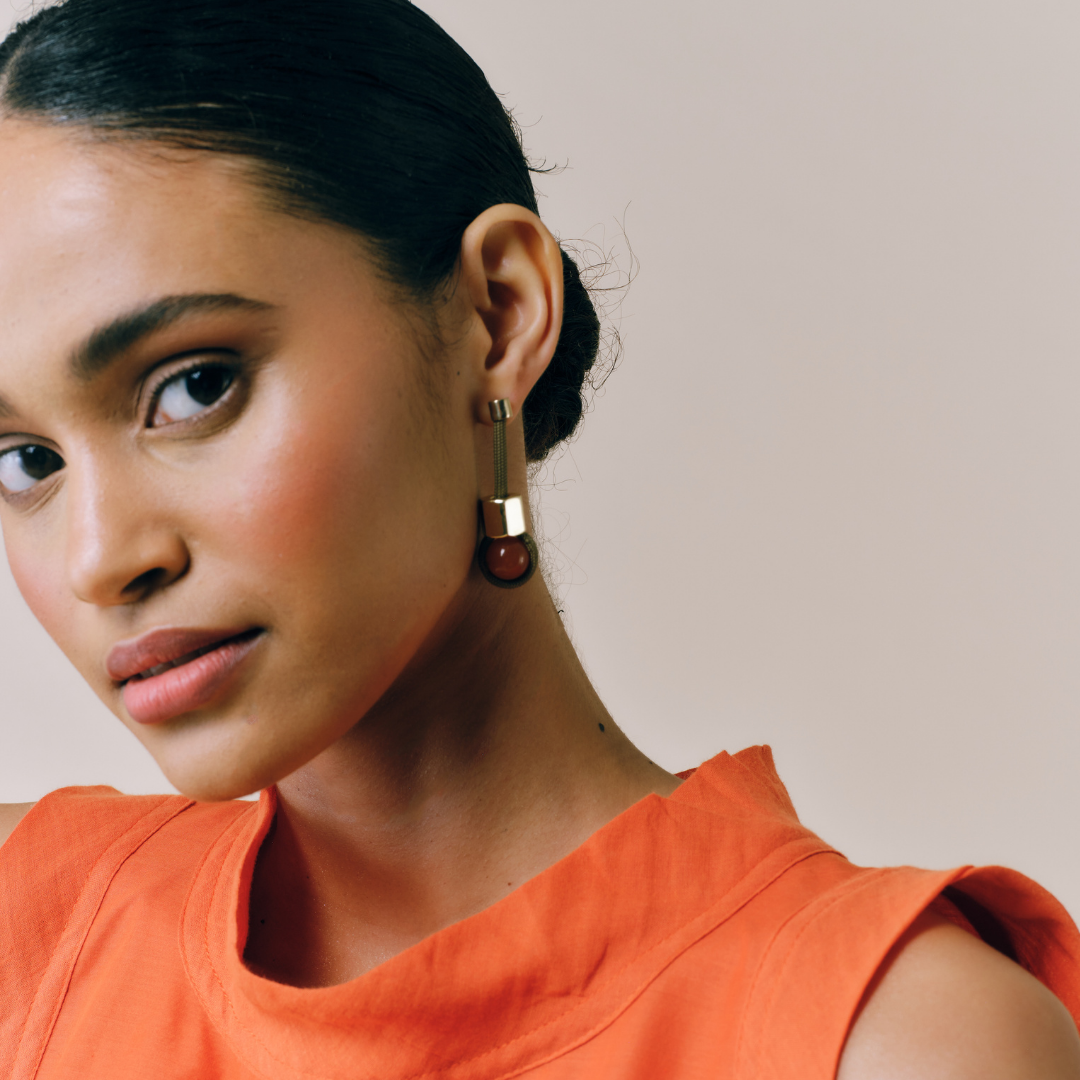 PICHULIK | Attina earrings with Rope, Brass and Gem Stone