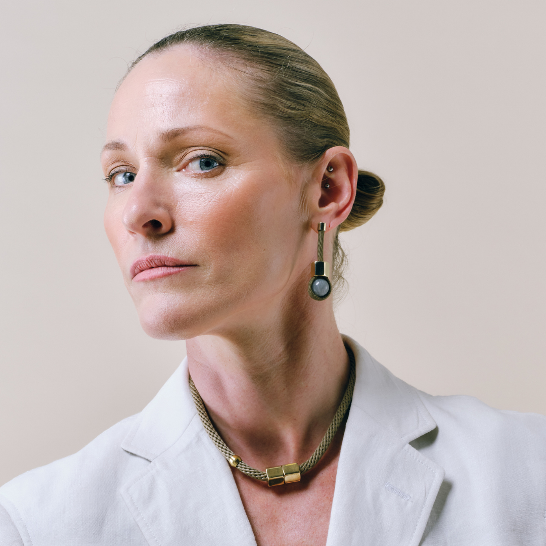 PICHULIK | Attina earrings with Rope, Brass and Gem Stone