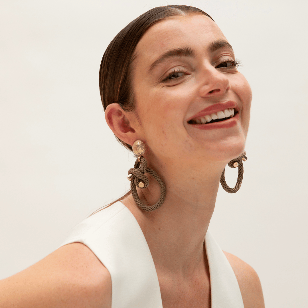 Pichulik | Shimenawa Earrings Beige Rope and Brass