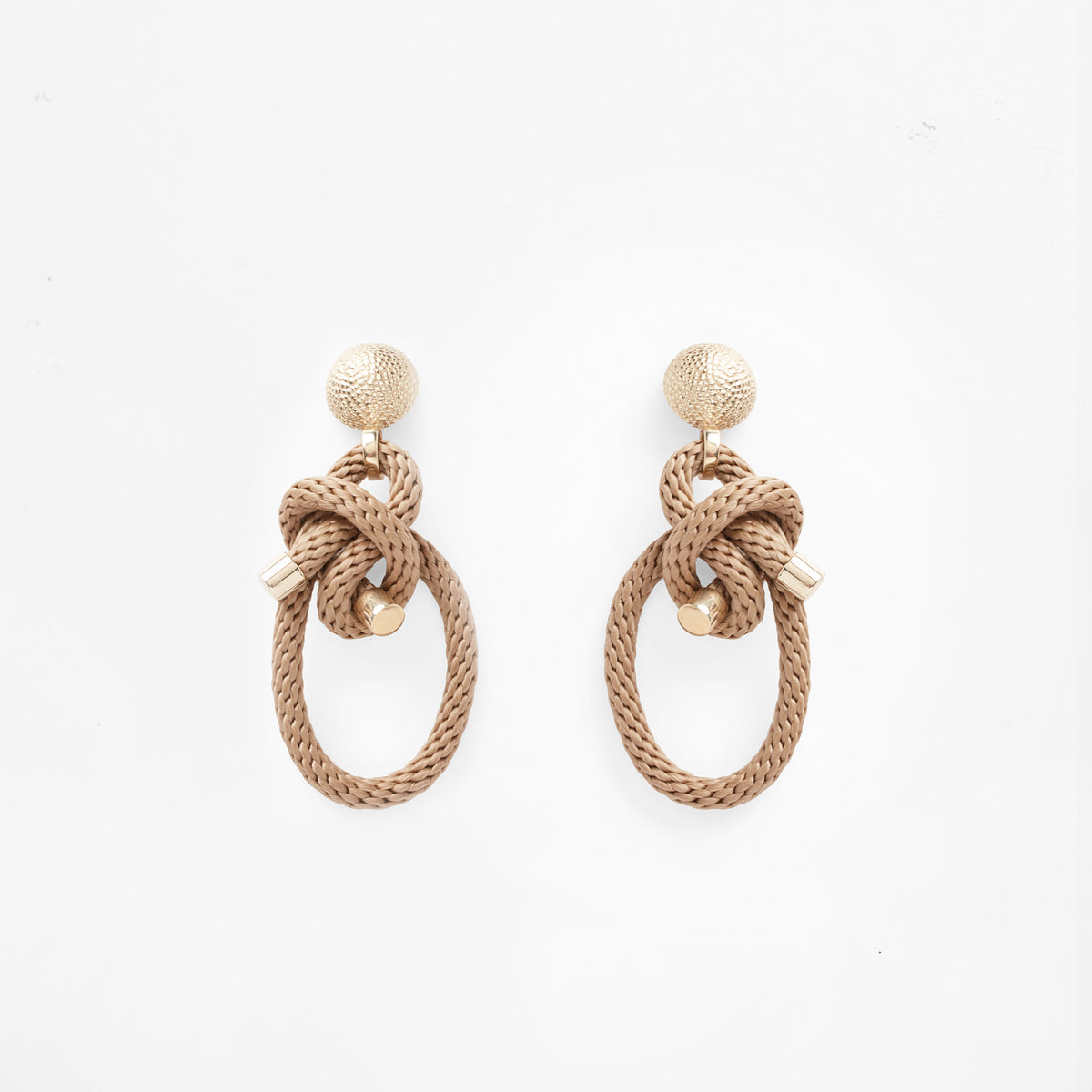 Pichulik | Shimenawa Earrings Beige Rope and Brass