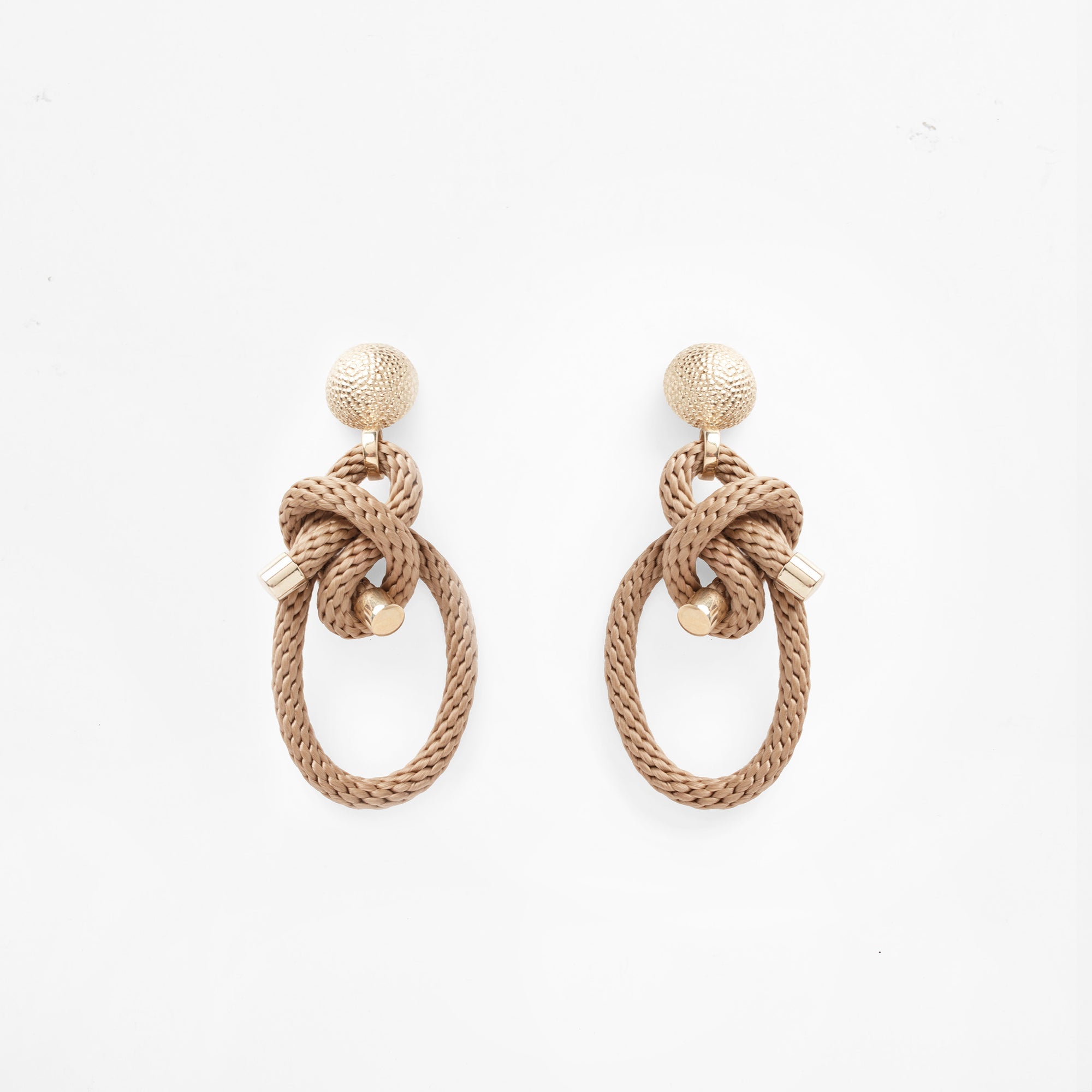 Pichulik | Shimenawa Earrings Beige Rope and Brass