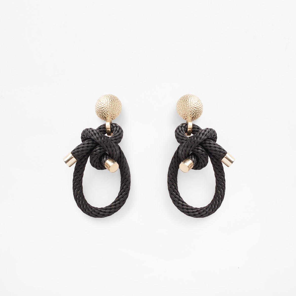 Pichulik | Shimenawa Earrings Black Rope and Brass