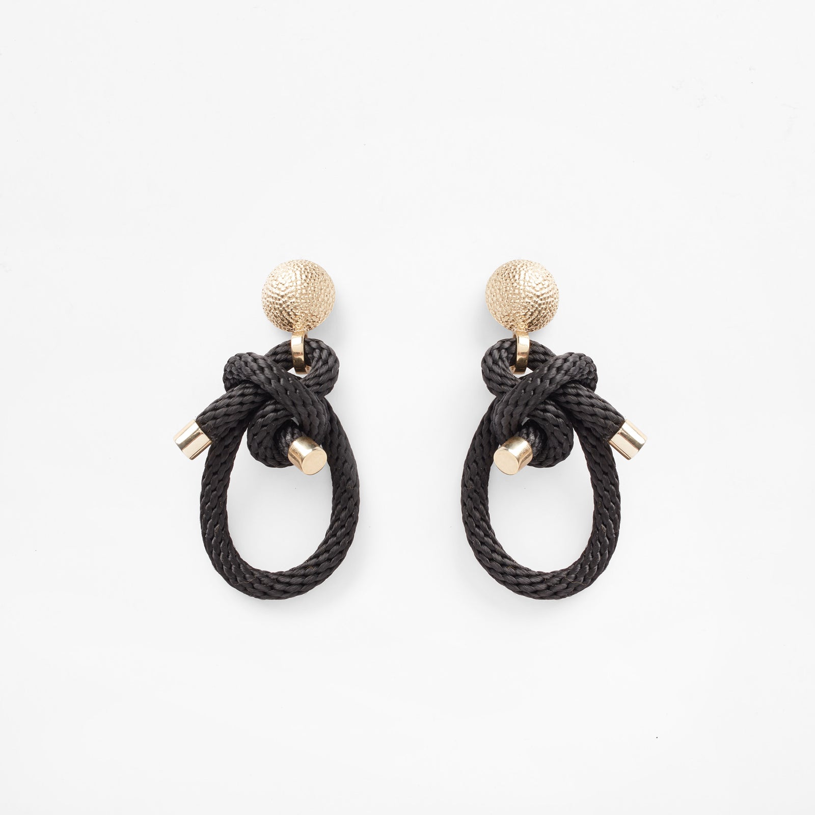 Pichulik | Shimenawa Earrings Black Rope and Brass