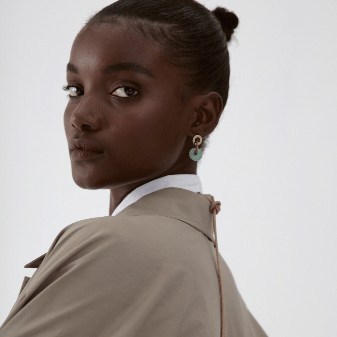 PICHULIK | Stone, Brass And Rope Raku Earrings